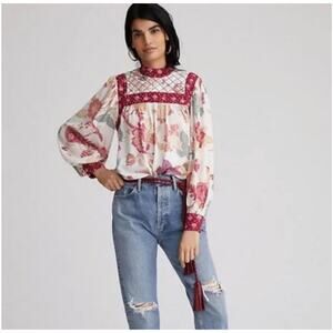 Anthropologie Let Me Be Quilted Floral Blouse size xs